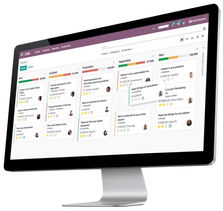 Pantalla principal de Gestión ágil de ventas (CRM)